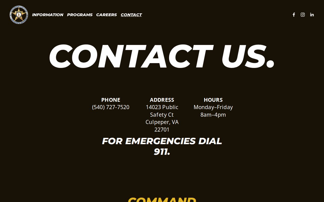Culpeper County arrest records and Sheriff contact information